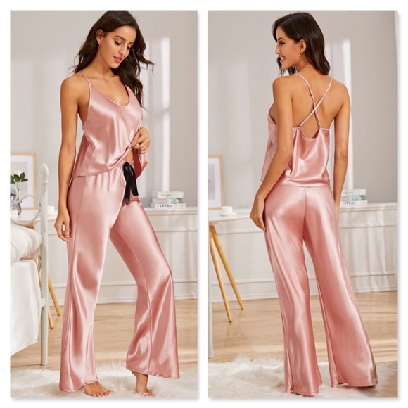 Rouge! Other - Pink Satin Pajama Set: Cami Top and Pants